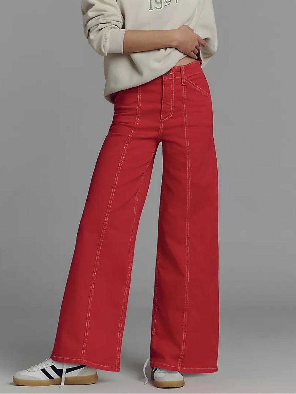 NWT Size 32 -Delaney Clean-Seamed High-Rise Wide-Leg Cotton Jeans Maeve (US$148)